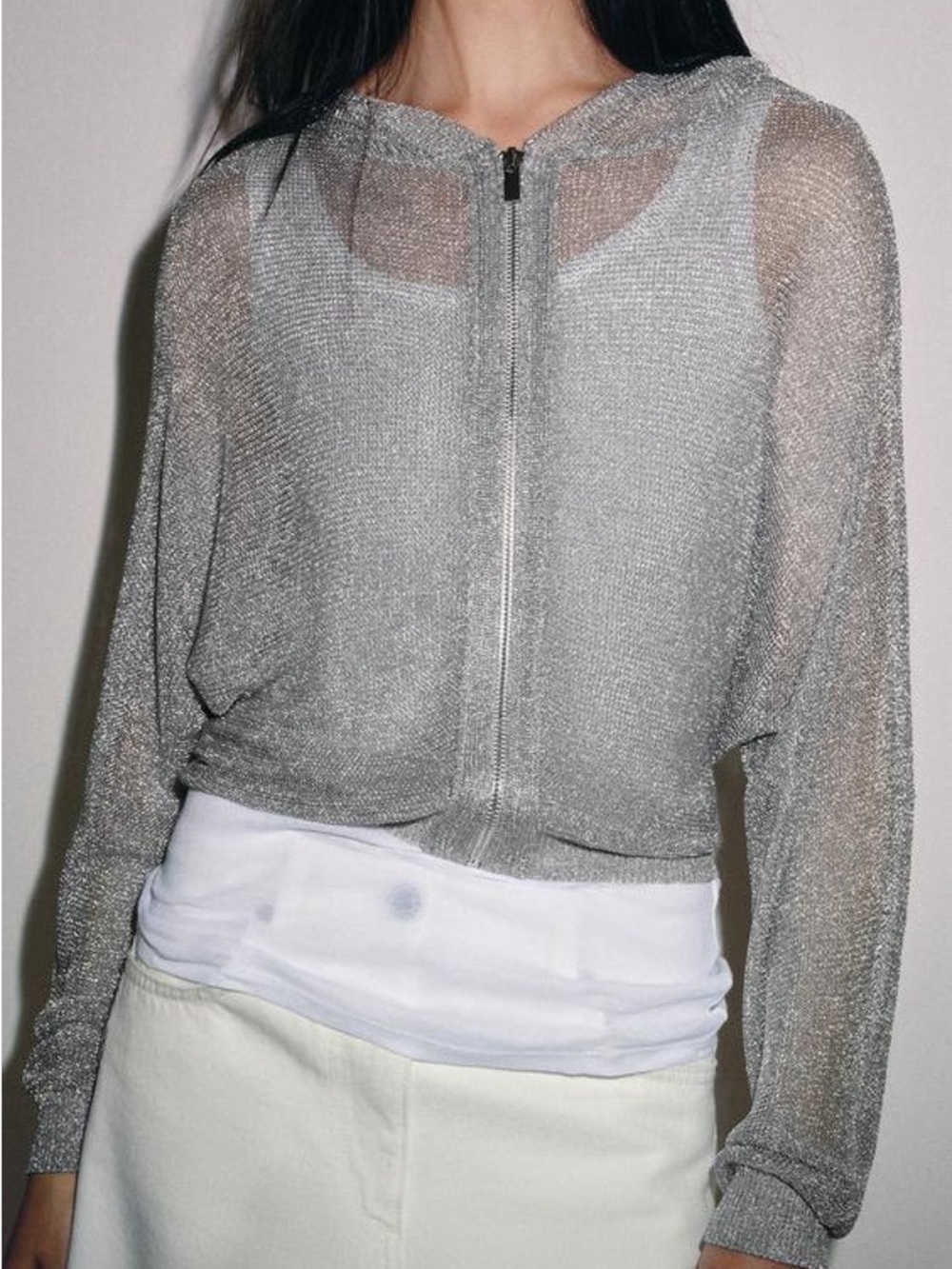 Zara metallic yarn hoodie
